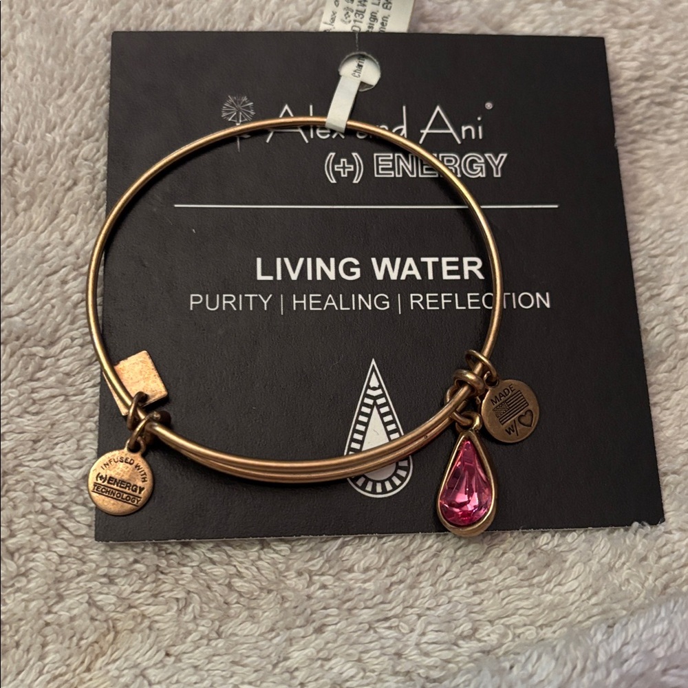 Alex and Ani Living Water Pink Crystal Water Drop Bracelet NWT